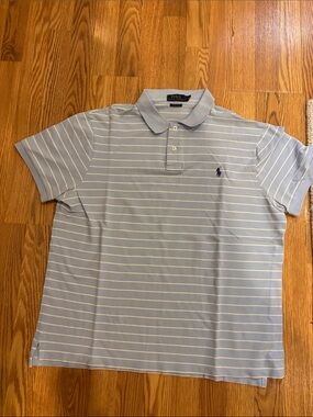 Polo by Ralph Lauren Light Blue and White Striped Polo